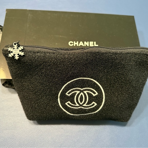 CHANEL Black and White Logo Pouch - Picture 1 of 6